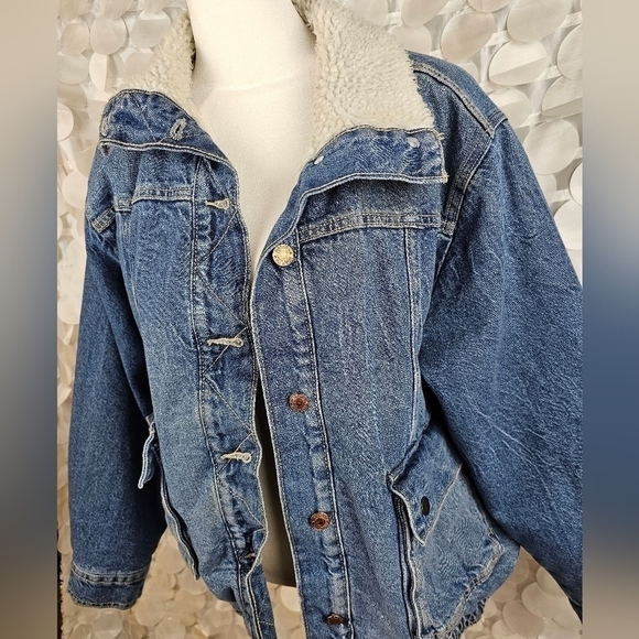 Arizona Jean‎ Co Sherpa-Lined Denim Jacket – Vintage Style Size S - Picture 4 of 7